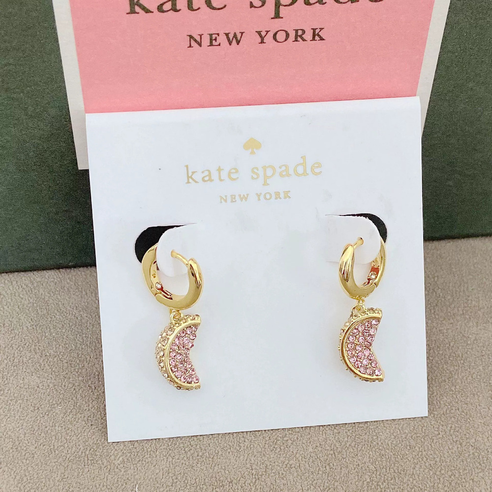 kate spade Pink Watermelon Earrings 3D Full Rhinestone Summer
